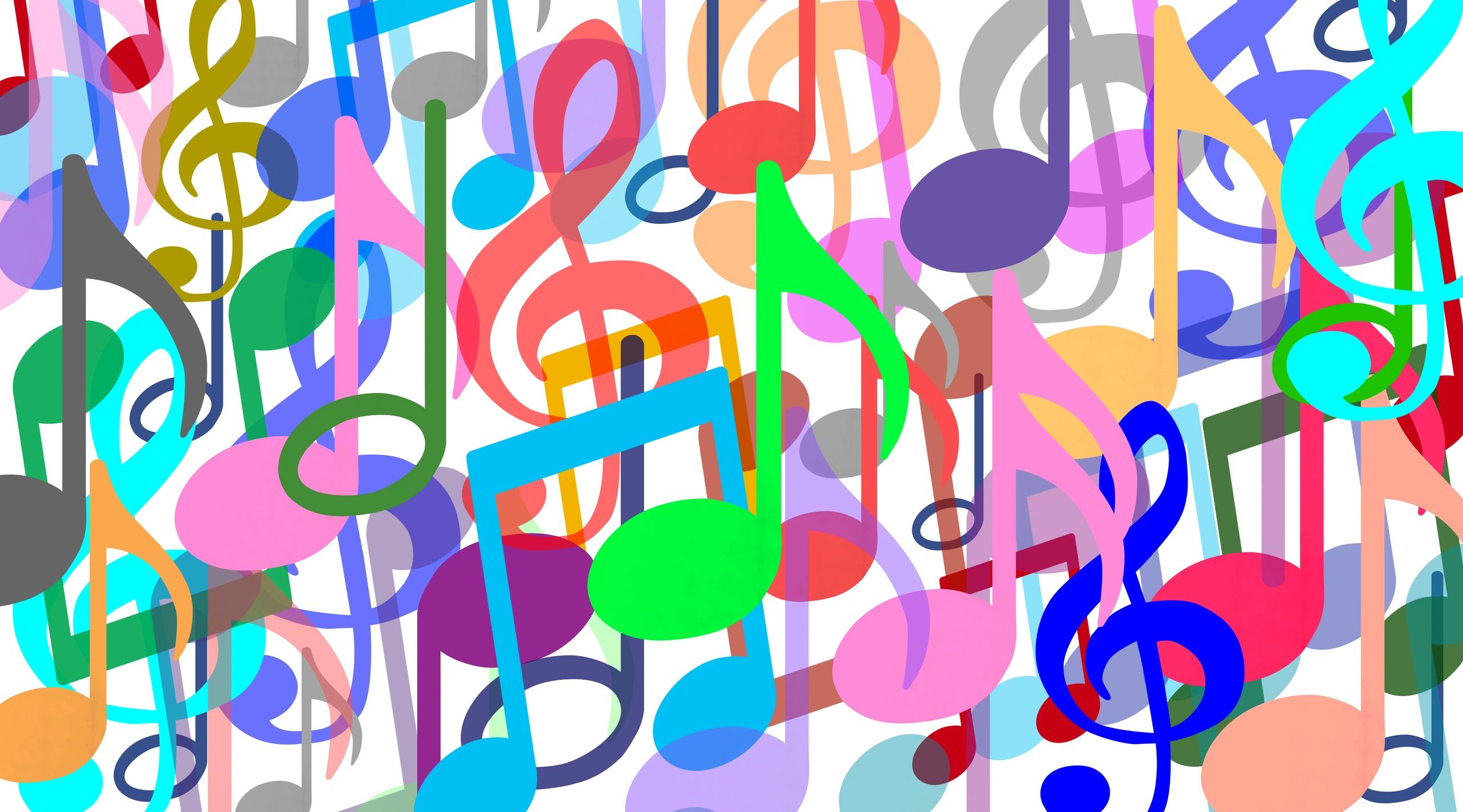 Abstract musical symbols and sound waves